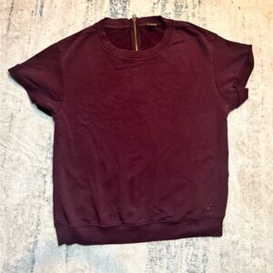 True Religion Maroon Short Sleeve Tee Gold Zip Up